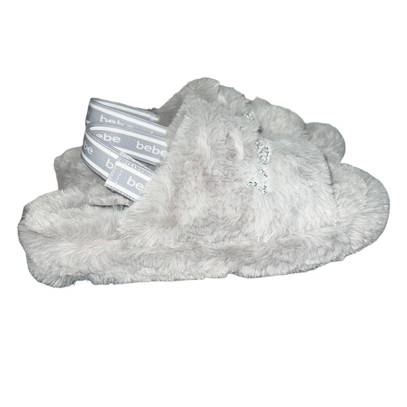 New Bebe Adjustable Strap Faux Fur Slipper Shoe Slides - Picture 4 of 9